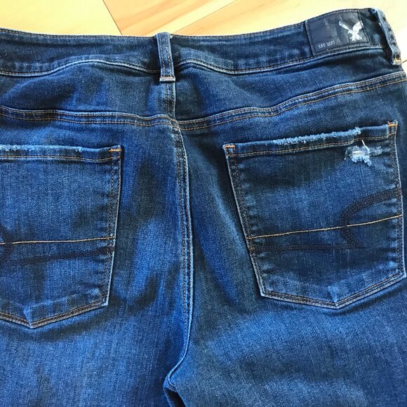 Upcycled Aztec Tribal Patchwork Jeans, Junior Size 12: Distressed Cropped Denim - Picture 11 of 13